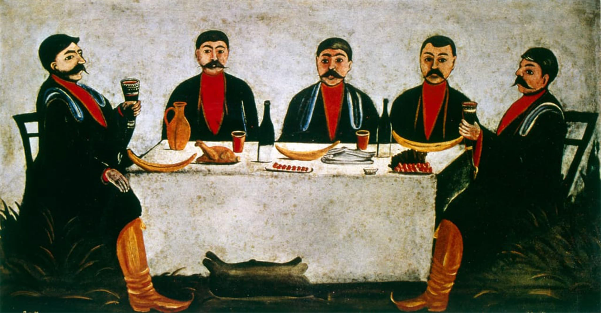 HRJUBWREE Famous Paintings Pictures Artwork Picture Feast of the Four Princes by Niko Pirosmani Photo Wall Print for Home Decor 60x90cm