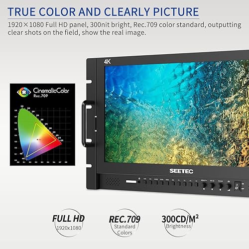 Miniatura 2 de SEETEC P173-9HSD-RM 17.3 "7RU Monitor de Director LCD de Transmisión de Montaje en Rack con 3G-SDI HDMI YPbPr Entrada y Salida Full HD 1920 × 1080