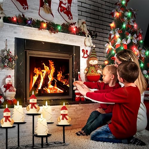 Miniatura 6 de Portavelas de chimenea de metal negro mate con 6 soportes de velas, decoración de manto para velas sin llama o de cera, mesa de piso, centro de