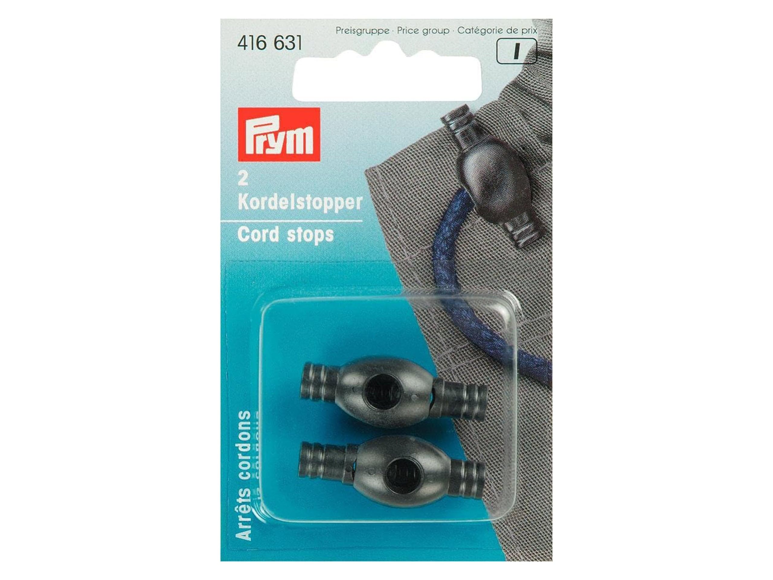 Prym 416631 Cord Stops 1 hole plastic black, Polyester, oval schwarz, 2 Stück