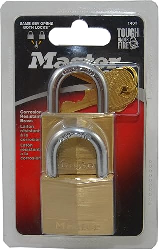Vista 9 de Master Lock 140TRI Candado de latón macizo con llave, paquete de 3