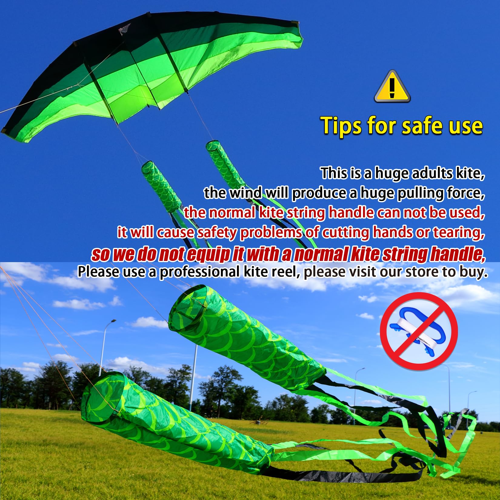 TianYueFly Huge 3D Adult Gliders - 120" Giant Single Line Kite with Two 17ft 3D Kite Tails for Beach - Image 3