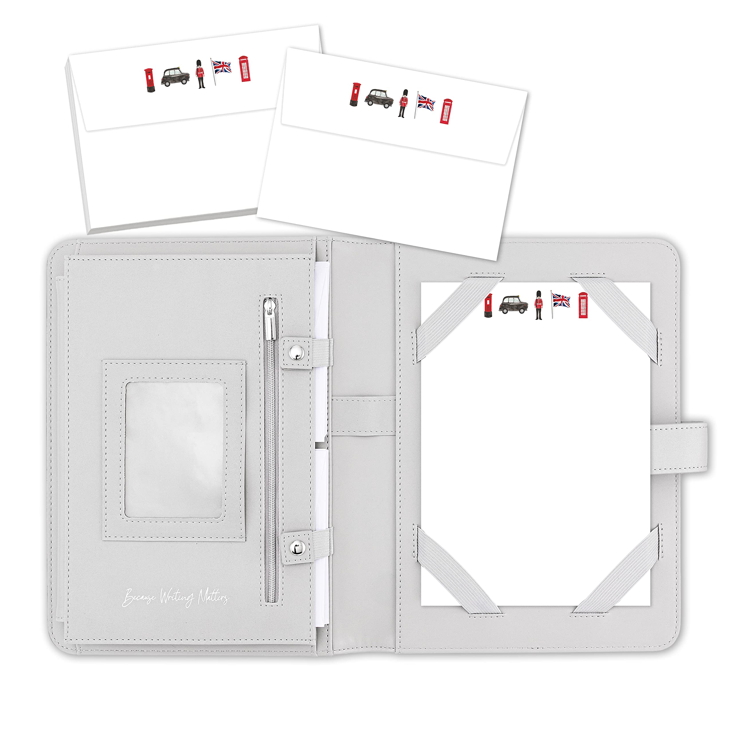 Me Loovely Beefeater Britain Letter Writing Paper and Envelopes A5 Size Papers Writing Stationery Supplies | (20 Letters & 20 Envelopes with Grey Organiser)