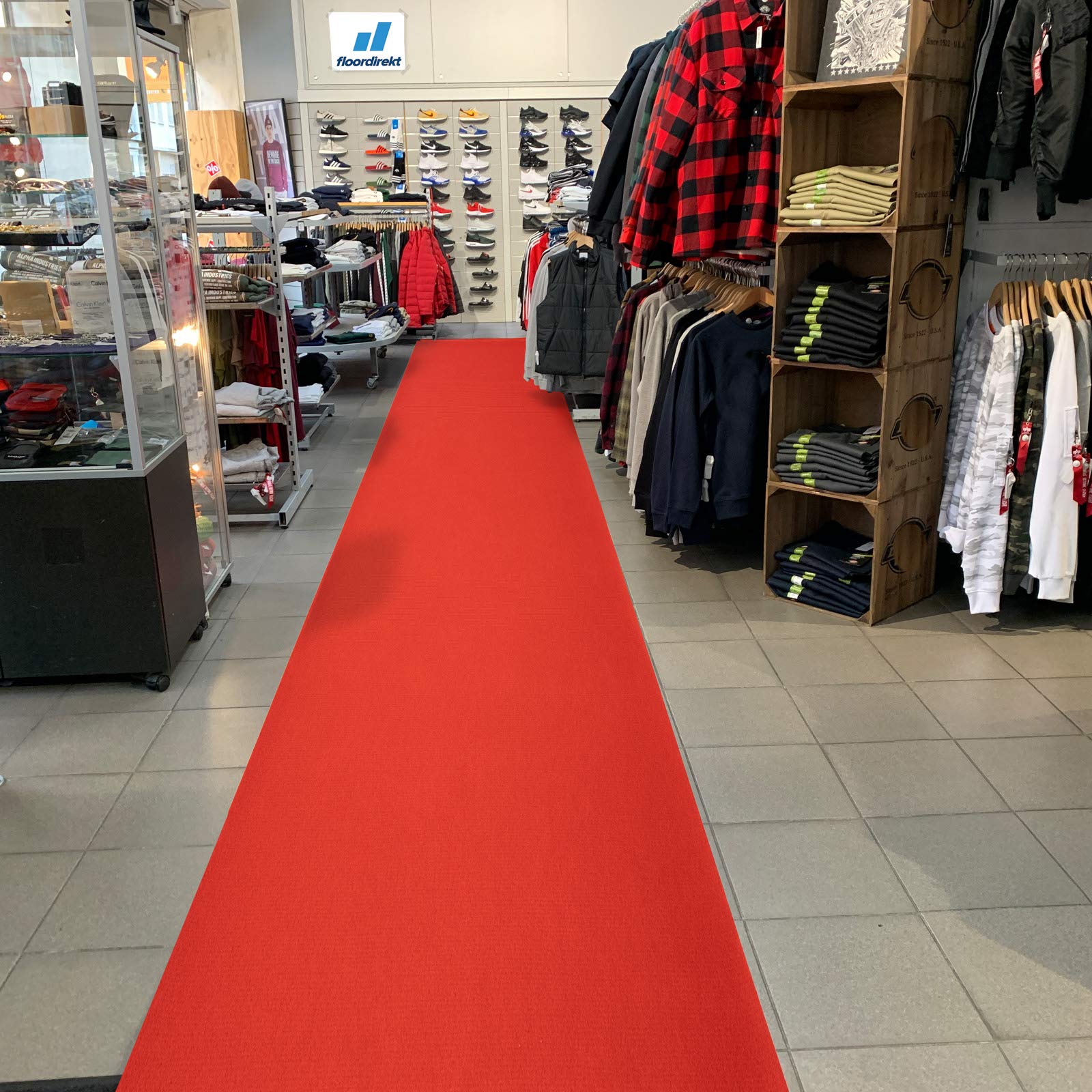 Floordirekt Alfombra para ferias Sintra | Suelo ideal para ferias, bodas y eventos | Alfombra para eventos en muchos colores y tamaños (100 x 2000 cm, Rojo 0711)