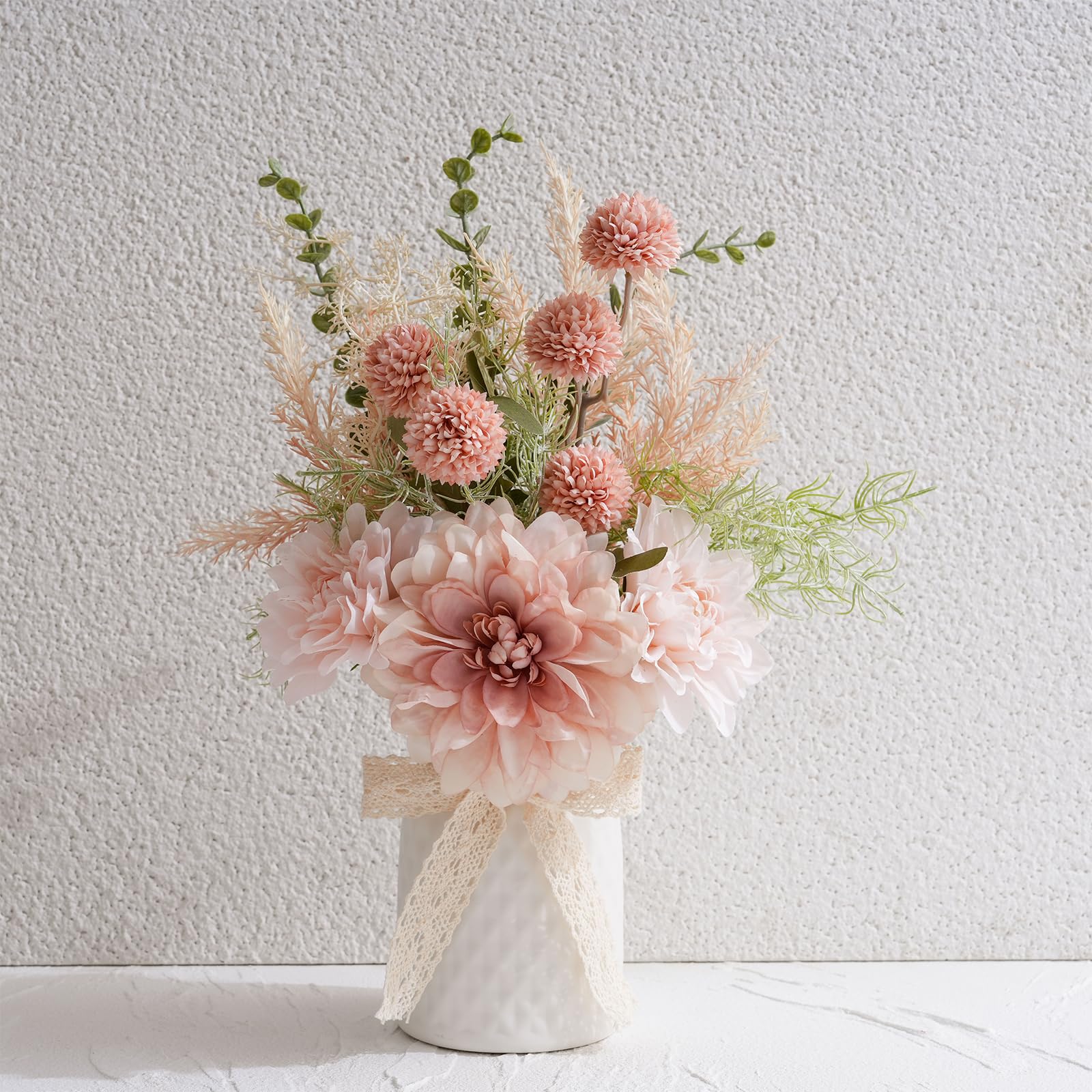 Artificial Flowers in Ceramic Vase, Faux Silk Arrangement for Home Décor — image 1