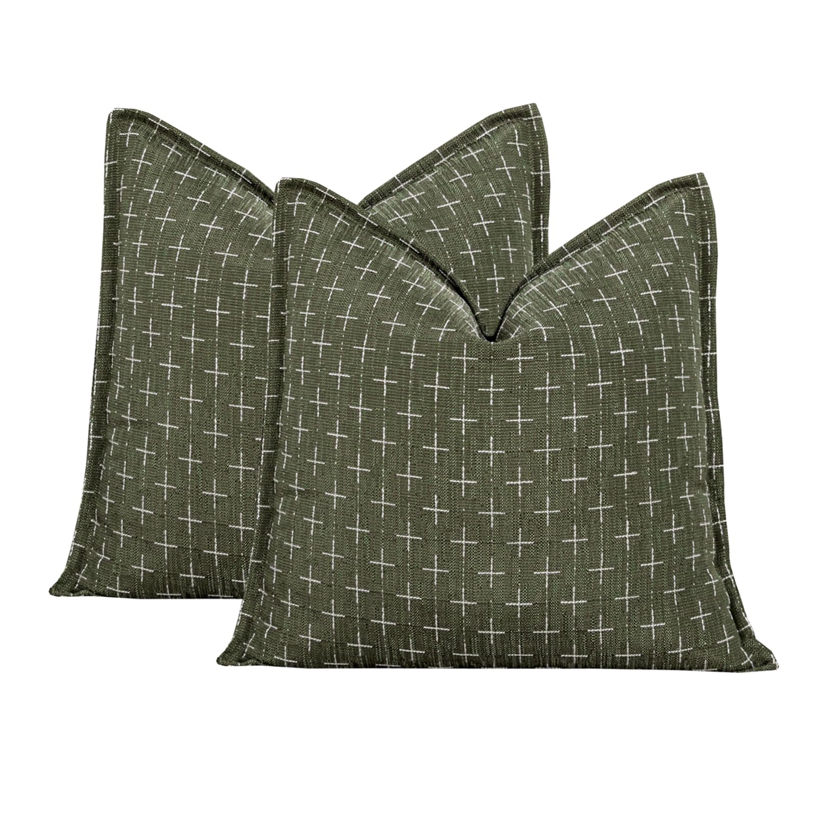 Vfuty Olive Green Throw Pillow Covers 20x20 Set of 2 Farmhouse Texture Pillow Cover Vintage Couch Pillow Case Rustic Cushion Cases for Sofa Bed Living