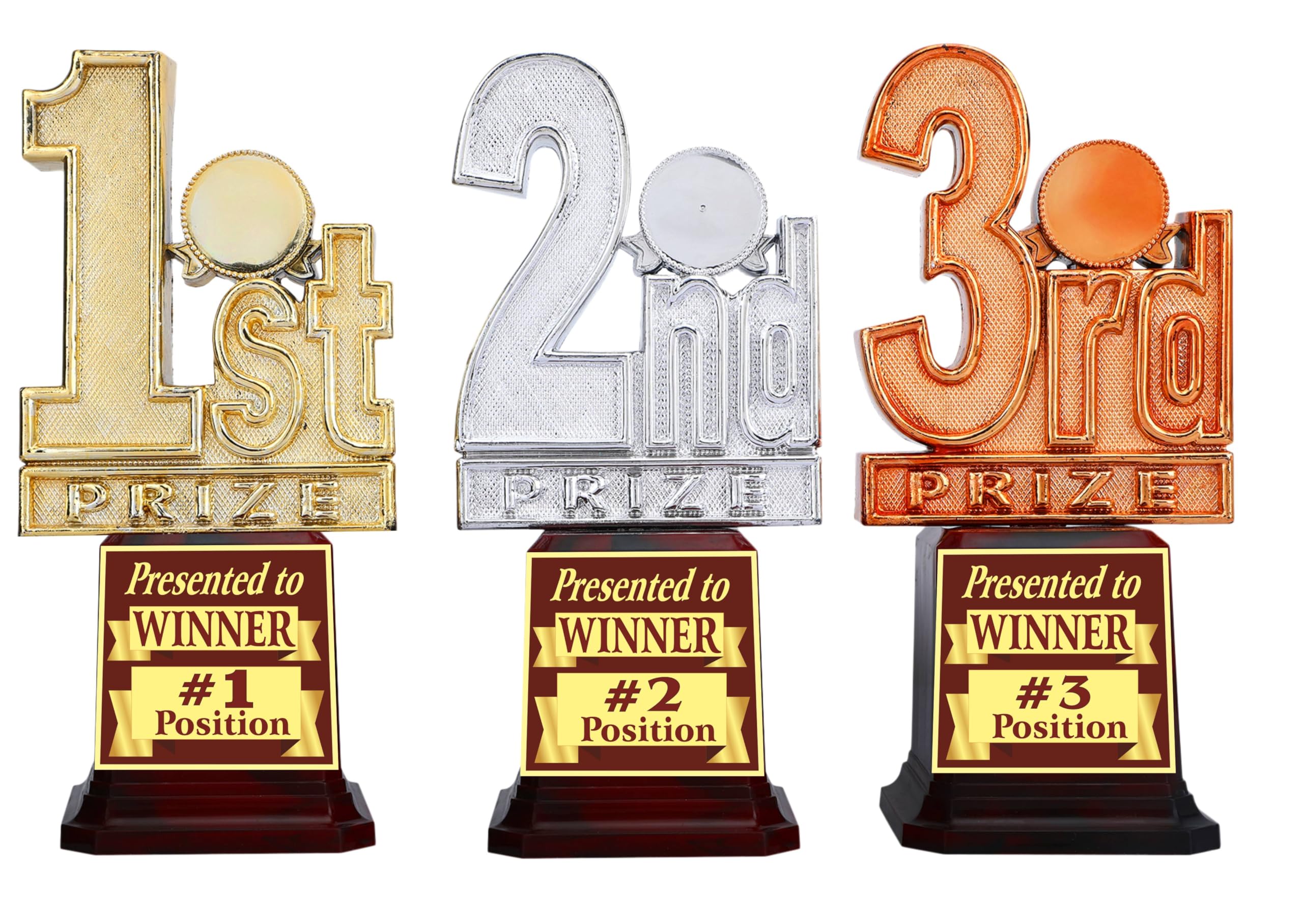 AARK INDIA 1st,2nd & 3rd Place Winner Trophy for Competition/Match/Sports/Event/School/College (Set of 3 Trophies) PC002204