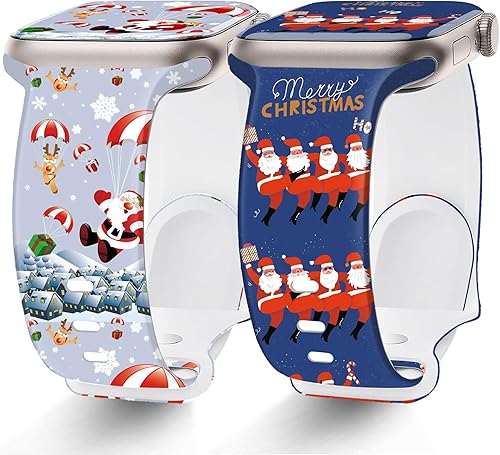 G-ficu Paquete de 2 correas de Navidad compatibles con Apple Watch de 1.772 in 1.732 in 1.929 in 1.654 in iWatch SE Series 9 8 7 6 5 4 3 2 1 Ultra