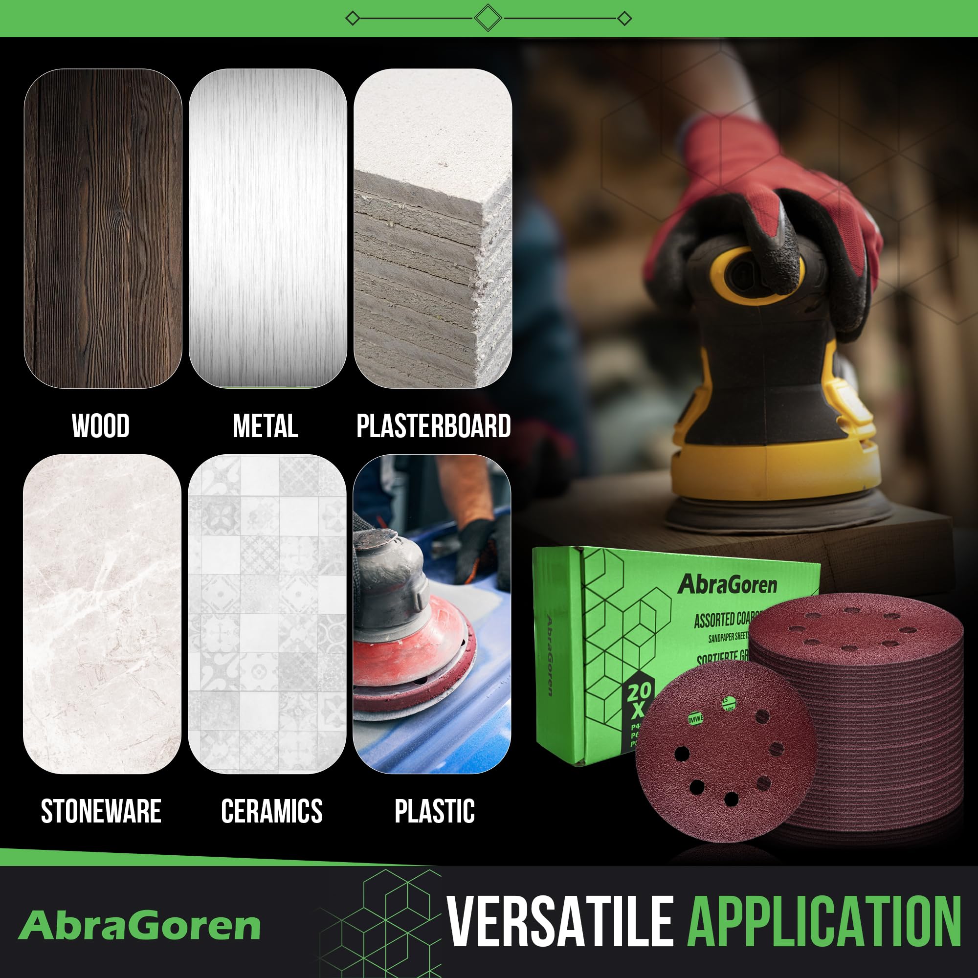 Confezione da 60 dischi abrasivi velcrati da 125 mm per levigatrice orbitale, Carta Vetrata Abrasiva con 8 Fori per Levigatrice Orbitale, Dischi fini misti (P120, P180, P240)