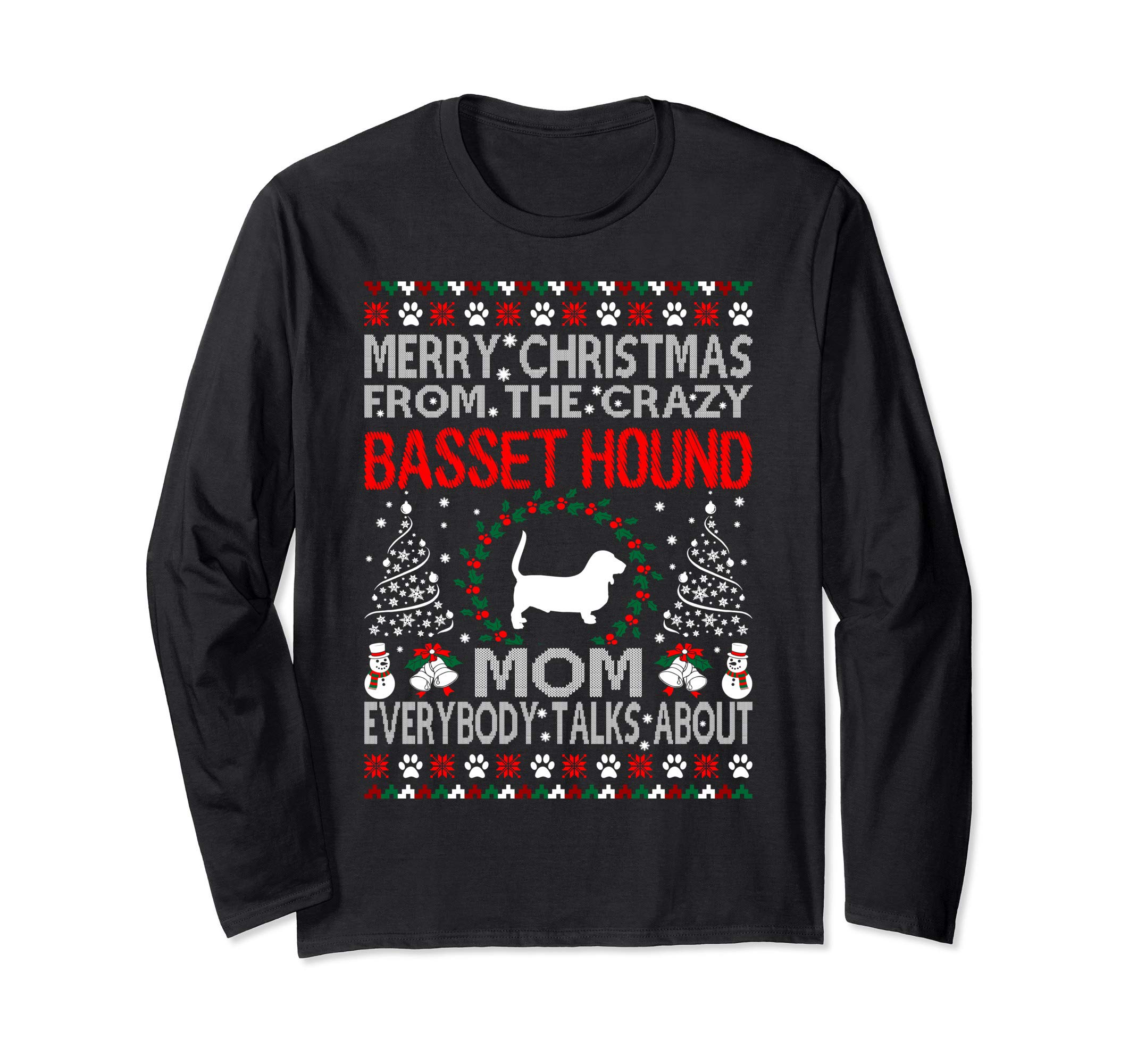 Merry Christmas Basset Hound Dog Mom Ugly Sweater Tshirt