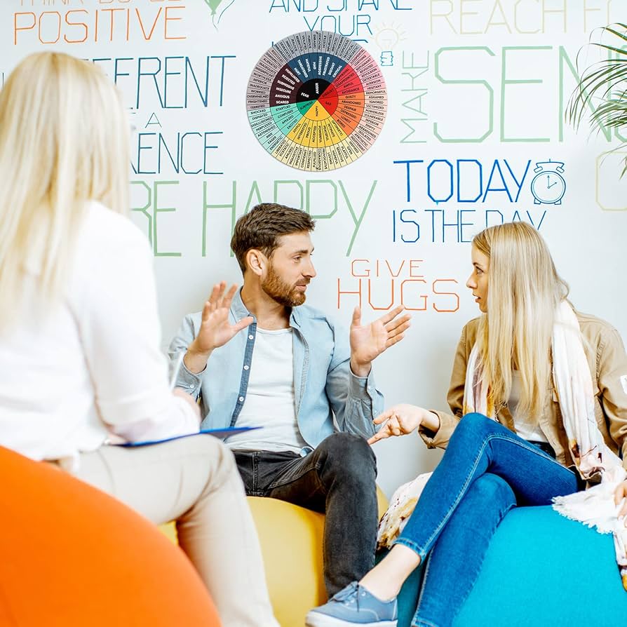 Feelings Wheel Therapy Tabletop Decor, Wooden Double-Sided Mental Health Mood Chart With Stance As A Consulting Therapists, Social Workers, School Counselors, And Home Office Decor(10.6In - View #7