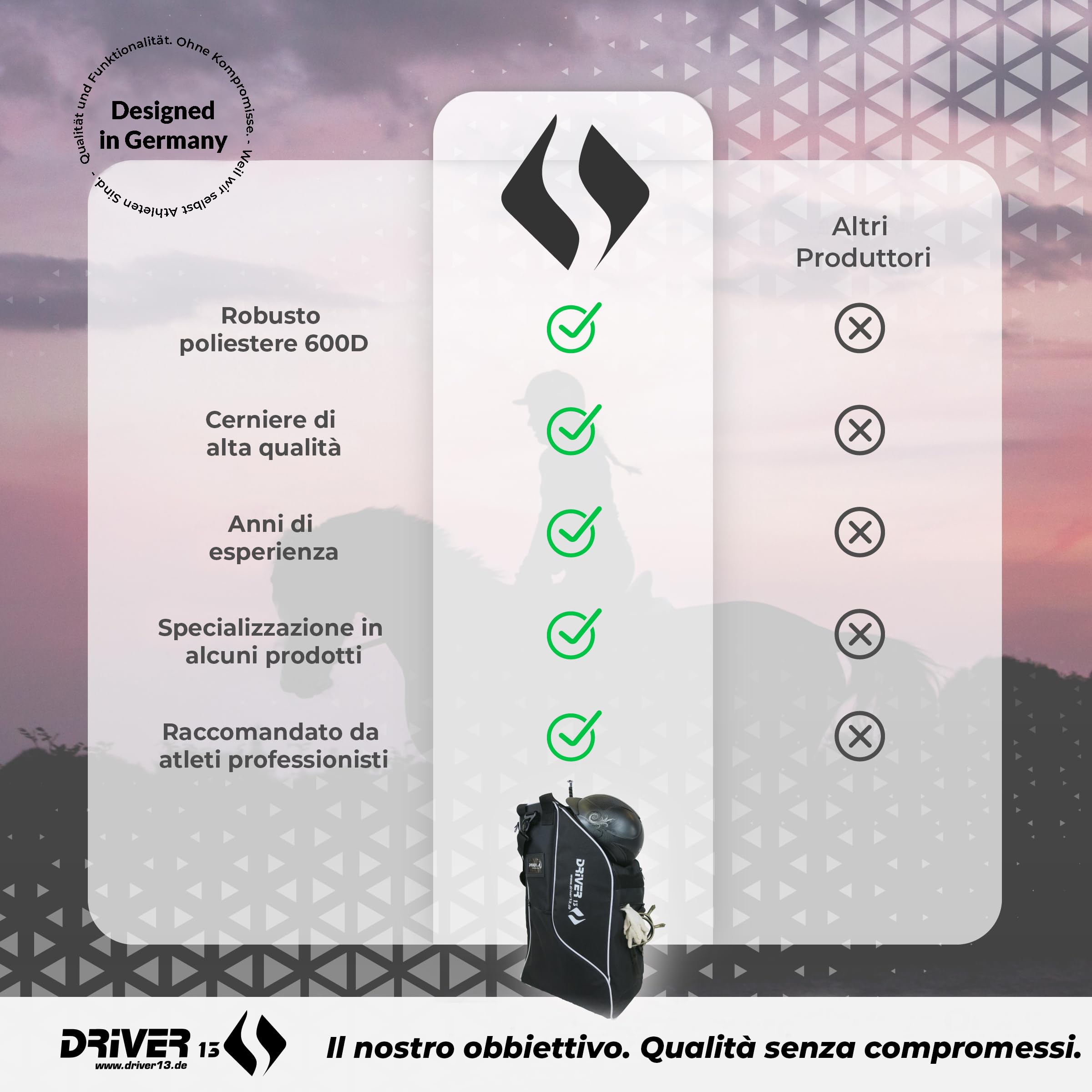 Driver13 Zaino deluxe per stivali da equitazione con scomparto per casco, borsa per stivali da equitazione e borsa per stivali, per stivali da equitazione e accessori