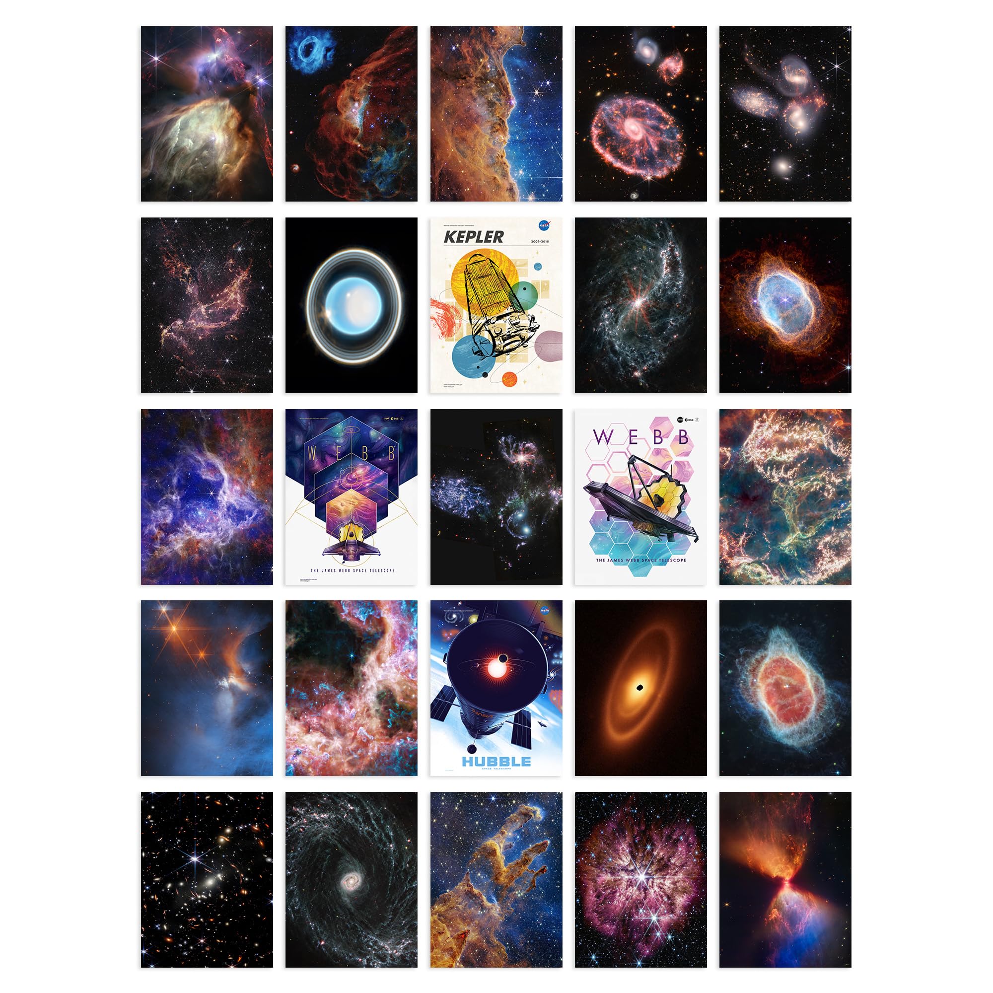 Set Pack of 50 James Webb Hubble Nasa Galaxies Star Clusters Universe Outer Space Collage Kit Postcards Bedroom A6 Set Pack 15x10 cm (6x4") — image 1