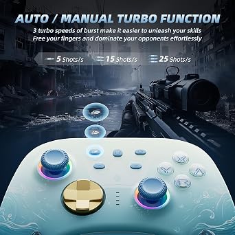 Mytrix Wireless Switch Pro Controllers with Charging Dock, Bluetooth Controller for Nintendo Switch/Lite/OLED with Hall Effect Joysticks & Trigger, Compatible with PC/iOS/Android/Steam (Aqua Blue)