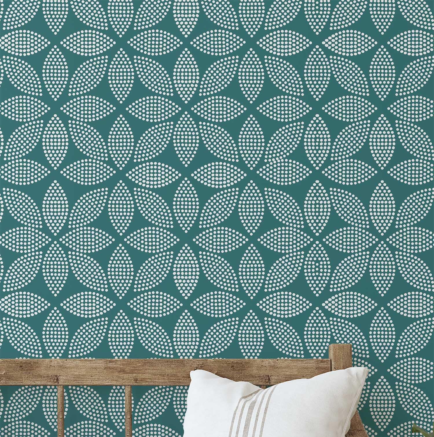 Papier peint vinyle autocollant imperméable et amovible vert à fleurs