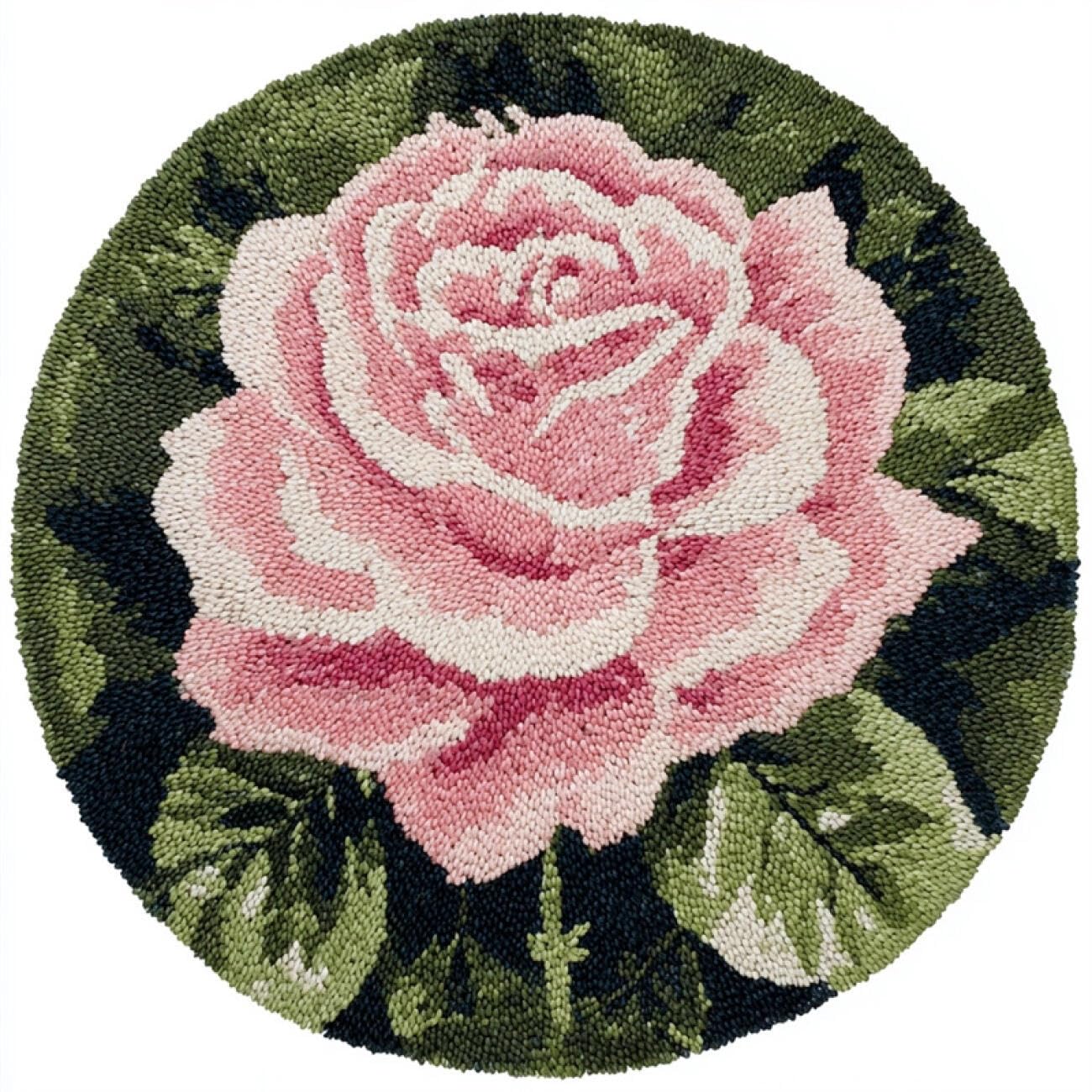 Kitquiver Rug Latch Hook Craft Kits Pink Roses 100x100cm