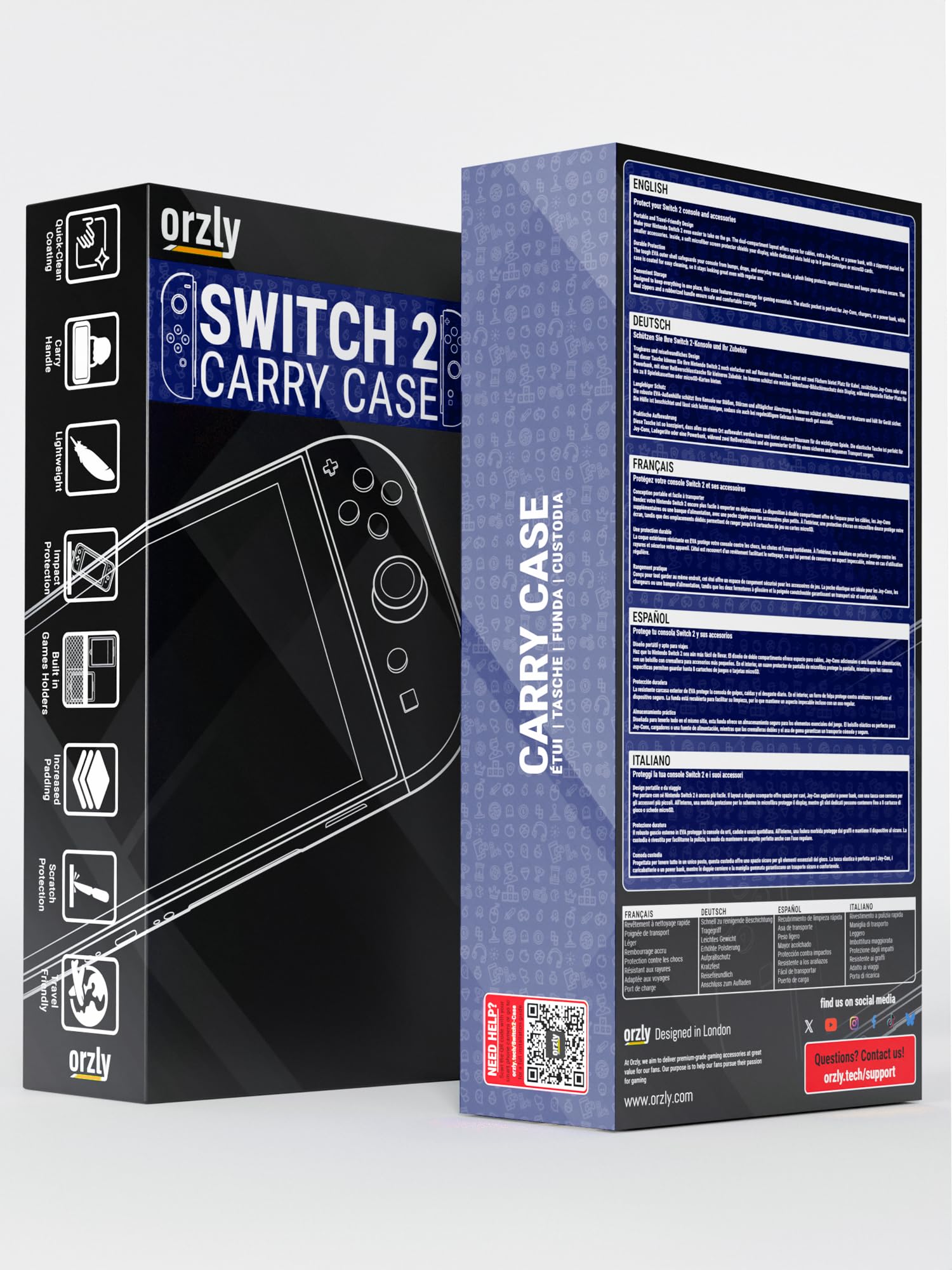 Orzly Custodia per Nintendo Switch 2, custodia protettiva da viaggio con pad per lo schermo, schede di gioco e slot MicroSD con tasche per gli accessori della console