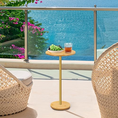 Miniatura 8 de Vrisa Mesa auxiliar pequeña para espacios pequeños, mesa auxiliar redonda con pedestal, mesa auxiliar moderna de Martini para sala de estar,