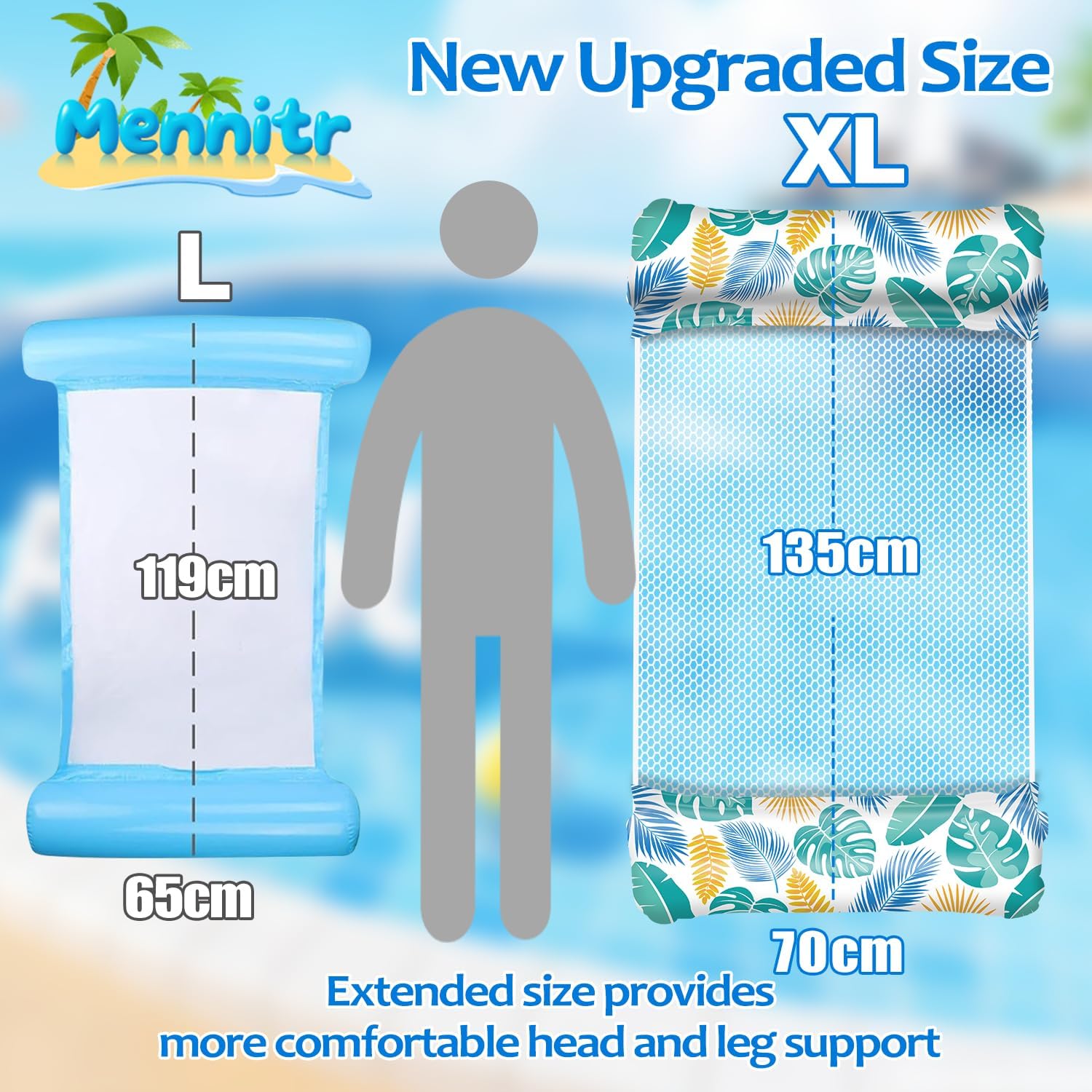 Luftmatratze Pool, 2 Stück Wasserhängematte, XL Luftmatratze Wasser, 4 IN 1 Wasserspielzeug Pool LuftmatratzeErwachsene, Wasserhängematte Mit Netz Aufblasbare Pool Zubehör Spielzeug Spaß