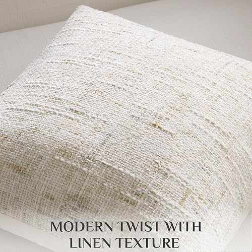 Miniatura 2 de Softalker Juego de 2 fundas de almohada de felpilla beige de 18 x 18 pulgadas, fundas de almohada bohemias con textura neutra de color crema