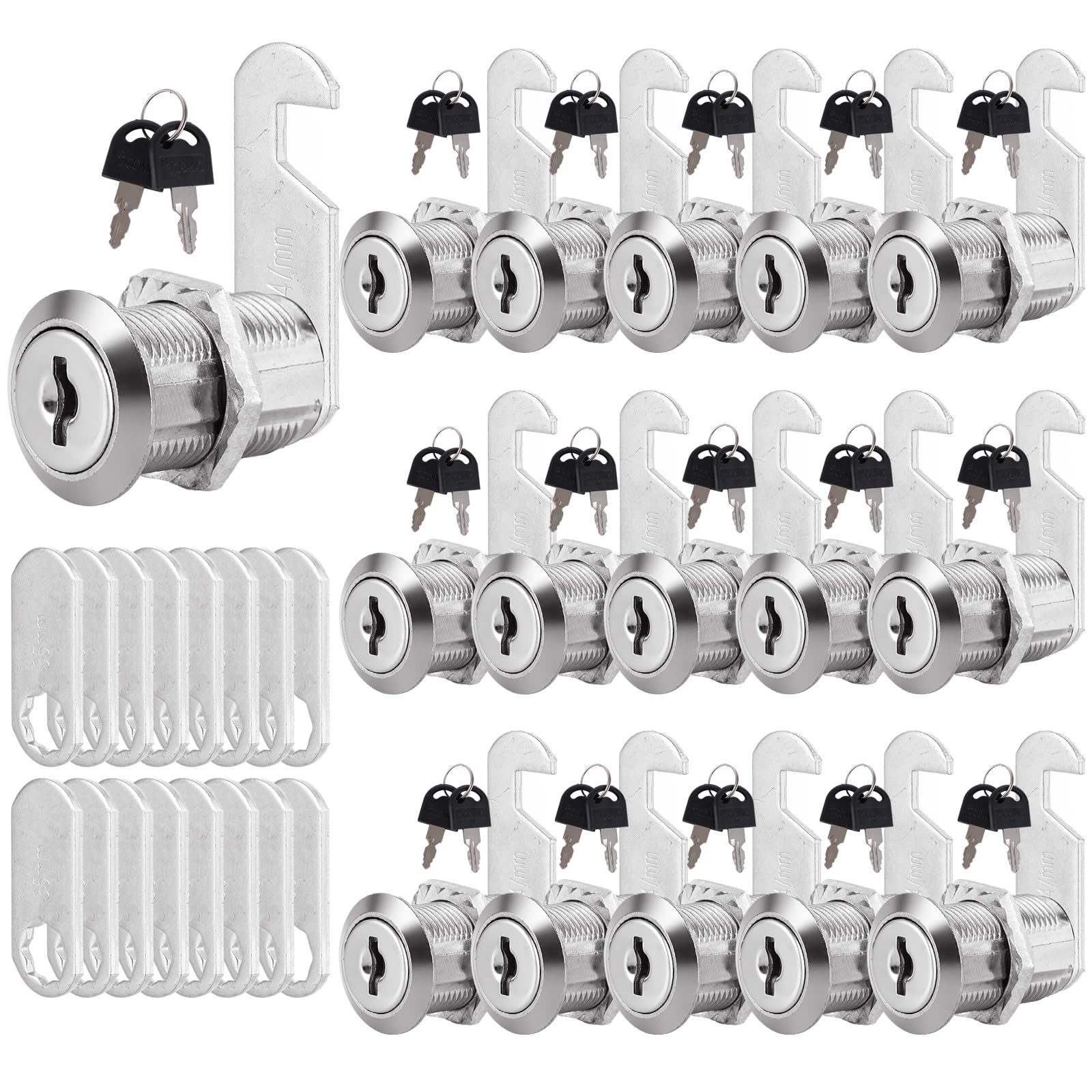 MUXHEL 16PCS Cabinet Lock 30mm Letter Box Lock Security Cam Lock with 32 Keys & 2 Different Lock Plates Security Mailbox Lock for Door Cabinet Mailbox Drawer Wardrobe Locker Post Box Lock