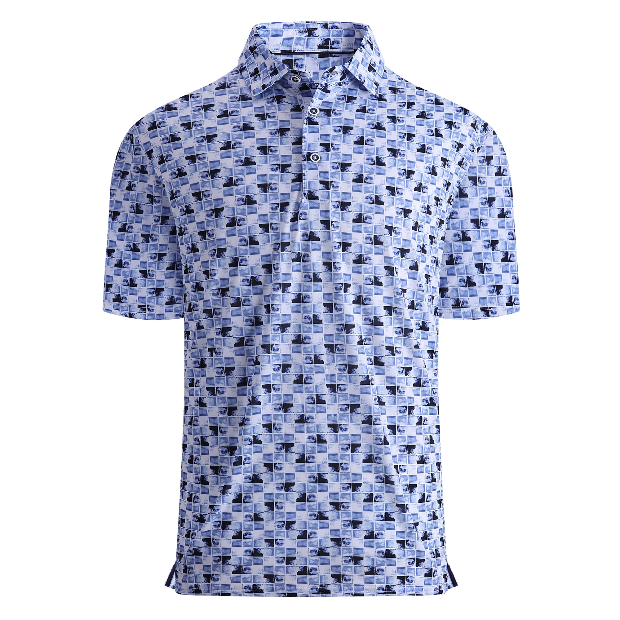 Damipow Golf Shirts for Men Dry Fit Short Sleeve Print Collared Polo Shirt