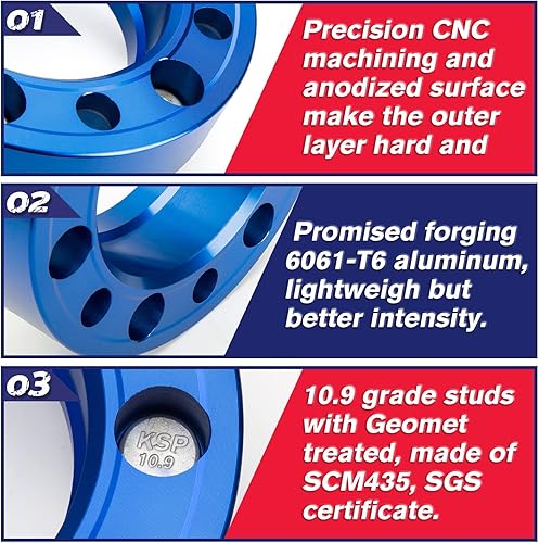 Miniatura 4 de KSP - Espaciador de rueda de 1.5 pulgadas para Wrangler JLJLU Gladiator JT 2019-2024, espaciador de aluminio 5X5 para Grand Cherokee Durango