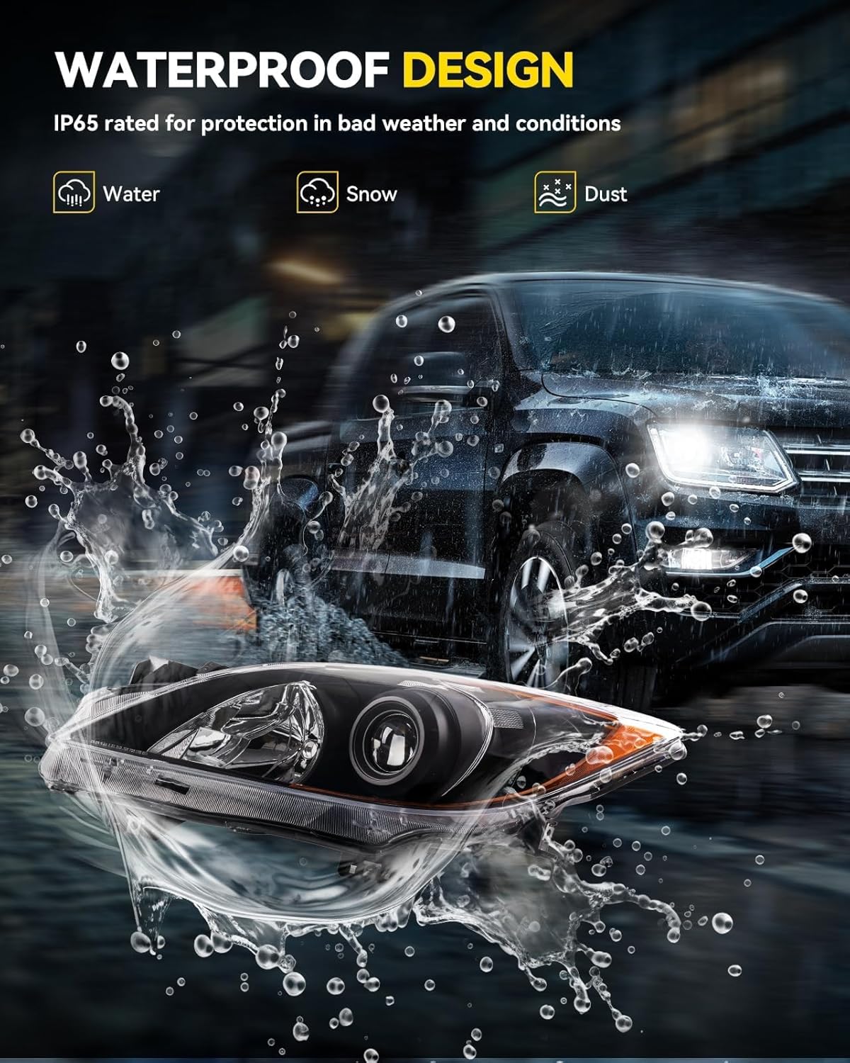 PHILTOP Headlight Assembly for 2010 2011 2012 2013 Mazda 3, Black Housing Clear Lens Clear Reflector, Halogen Headlamp OE Replacement Driver and Passenger Side Pair