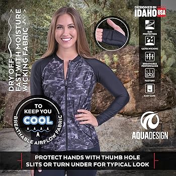 Aqua Design Women's Full Zip Long Sleeve Rash Guard: Front
