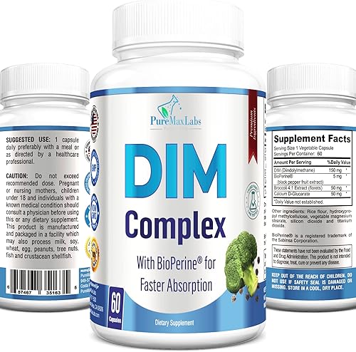 Miniatura 1 de YUMMYVITE Suplemento DIM  150 mg DIM (diindolilmetano), brócoli, D-glucarato de calcio y bioperina  Balance hormonal para hombres y mujeres,