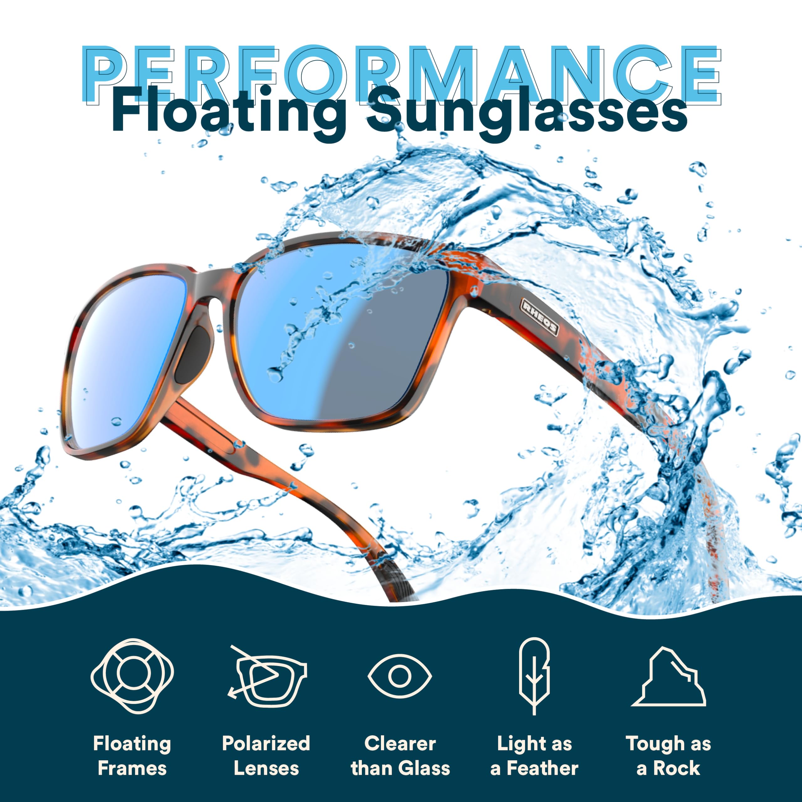 Rheos Mutiny - Lentes de sol polarizados flotantes | 100% protección UV | Navegación y pesca | Deportes acuáticos | Antideslumbrante
