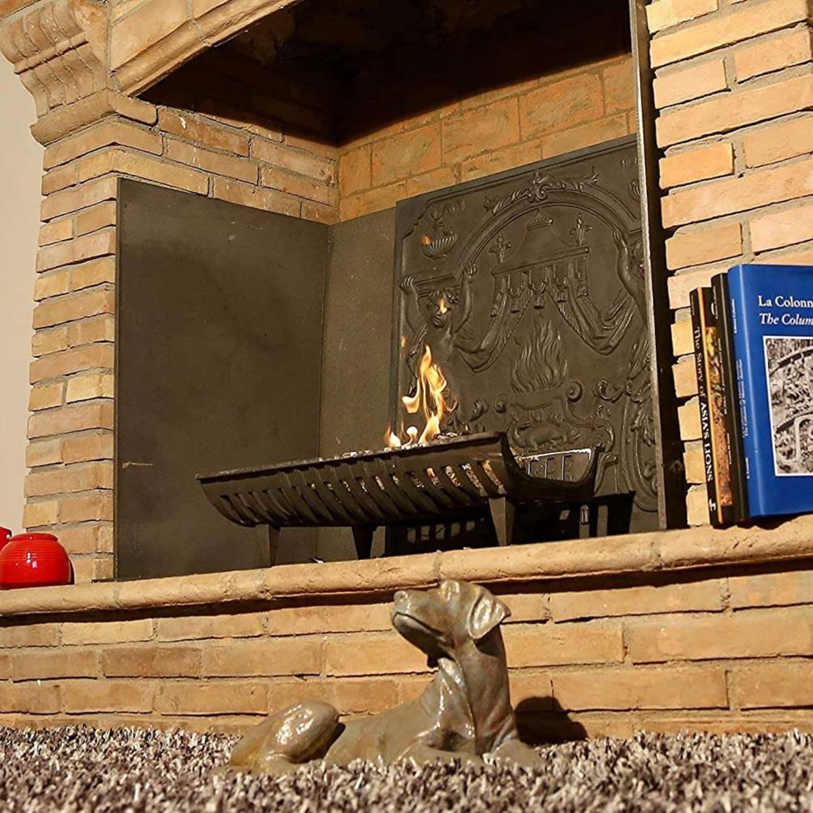 Lunaway – Soporte de leña de hierro fundido para chimenea – Dimensiones anverso 68 enverso 57 x 39 x 15 cm (Pies lineales)