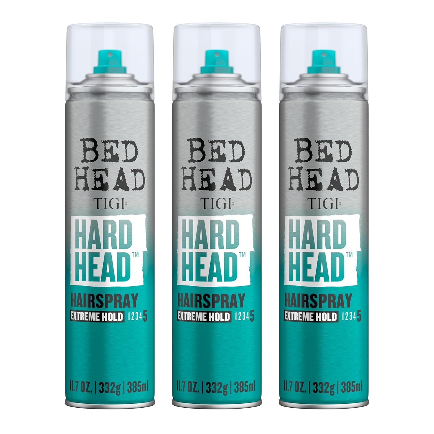 Bead Head by TIGI Hard Head Hairspray for Extra Strong Hold - For All Hair Types - With Instant Dry & Natural Shine - Use on Dry Hair - Premium Hair Care Products for Women & Men - 11.7 oz (3 Pack)