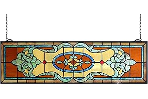 32" Tiffany-Style Stained Glass Window Panel