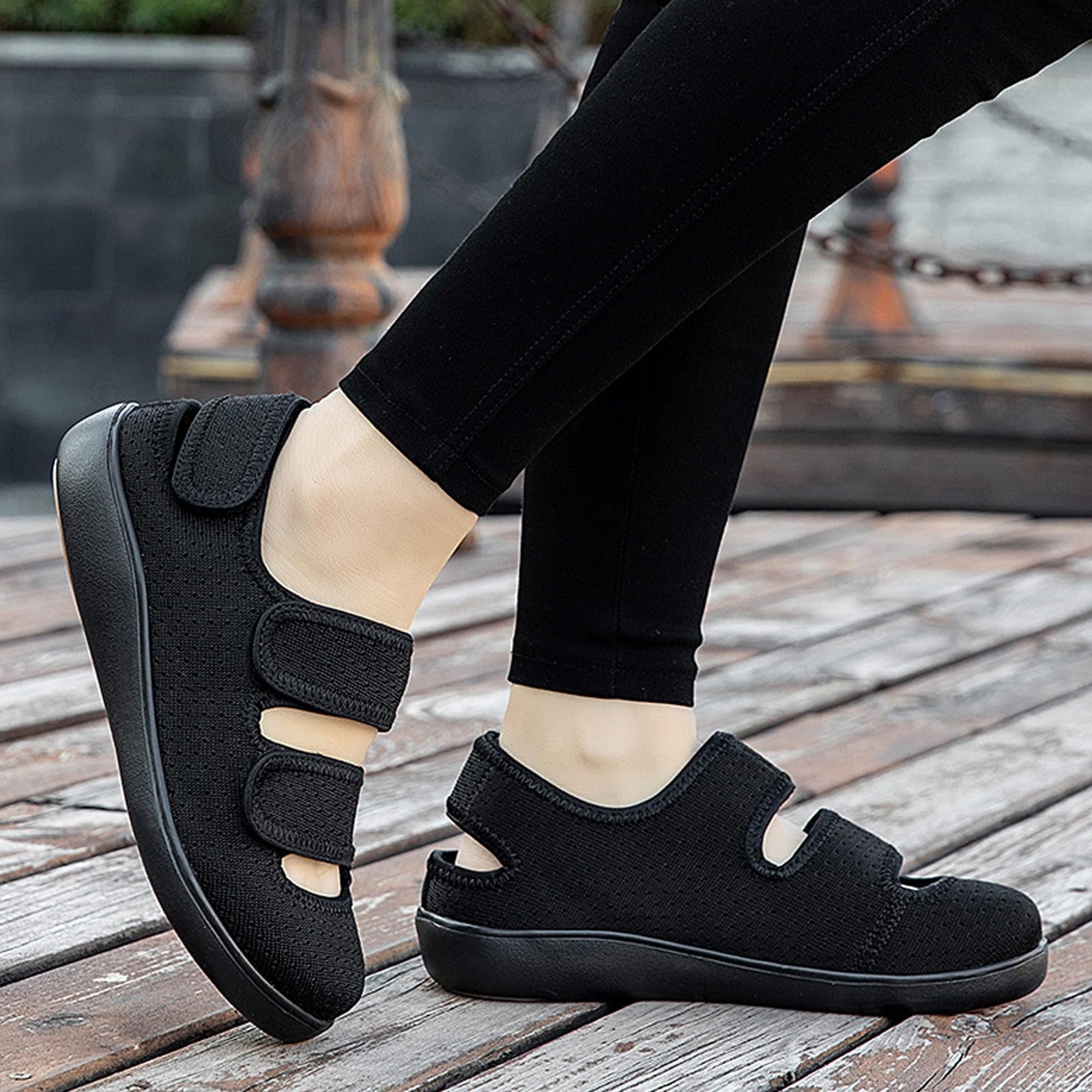 Hsyooes Sandali Diabetici Donna Pantofole Uomo Larghe Scarpe da Riabilitazione Chiusura a Strappo Scarpe Ortopediche Regolabili Antiscivolo