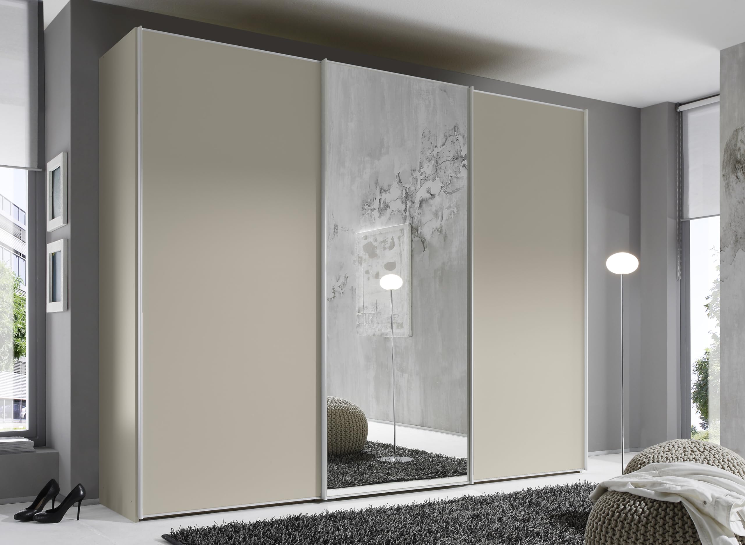 Staud Schwebetürenschrank 3-türig Sinfonie Plus H222 x B280 Sand Innenausstattung-Sets Premium