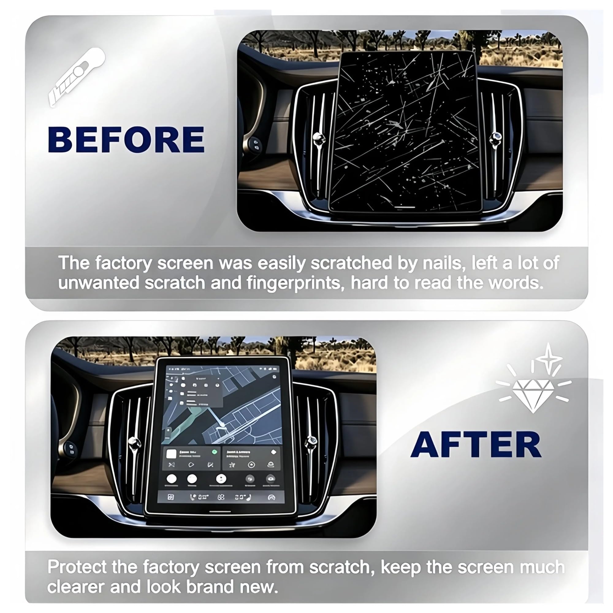 Navigation Schutzfolie Für Volvo Für ES90 2025-2026 Auto Innen Screen Protector Film Konsole GPS Navigation LCD Bildschirm Gehärtetem Glas(Style B)