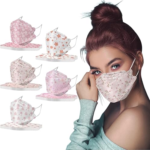 Miniatura 9 de HEALT Paquete de 50 mascarillas protectoras KF_94 para adultos con diseños 4D cubrebocas desechables de 4 capas con alambre de nariz para mujeres y