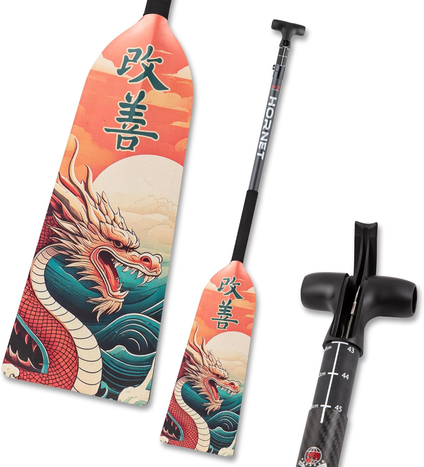 Hornet Watersports Dragon Boat Paddle - Kaizen II Design - Adjustable Carbon Fiber Dragon Boat Paddle - IDBF Approved