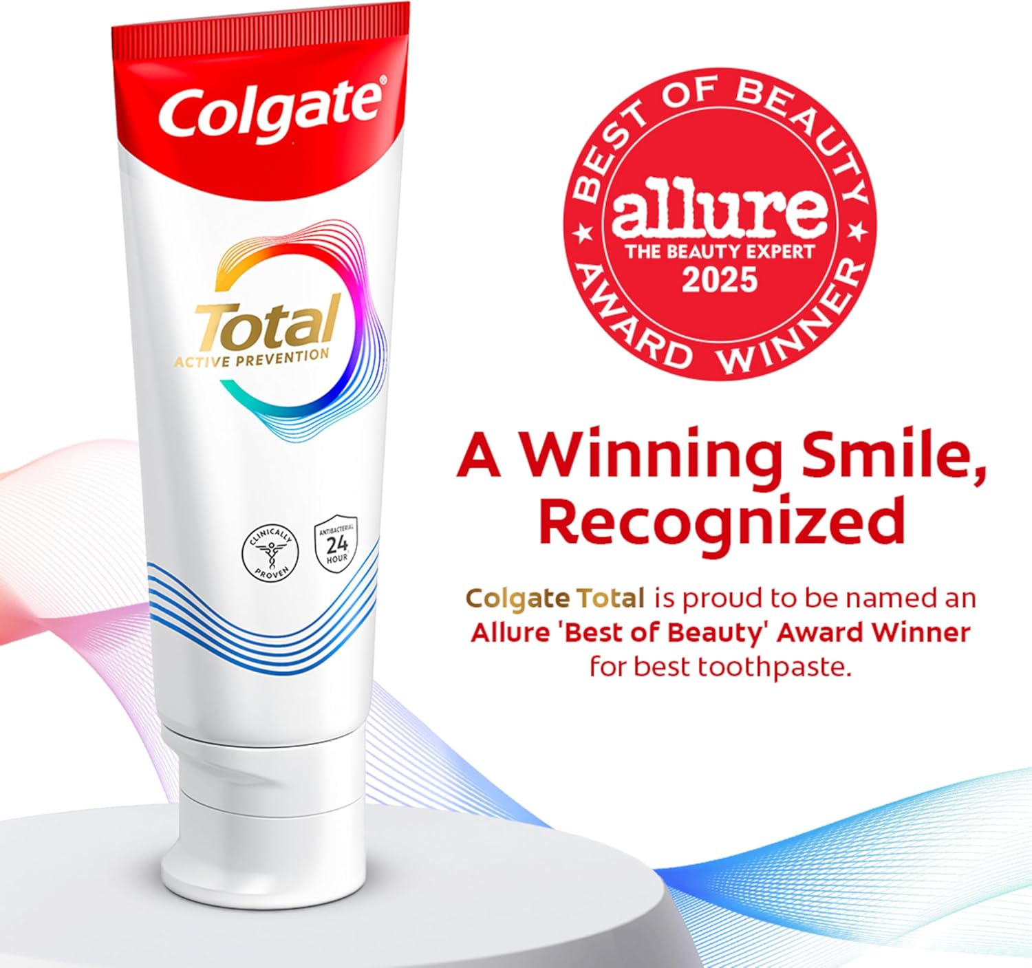 Colgate Total Whitening Toothpaste Paste, 5.1 oz, 4 Pack, Fluoride, Antibacterial, for Plaque, Gingivitis, Sensitivity, Stain Removal, Clinically Proven, Mint, Teeth Whitening, Stannous Fluoride