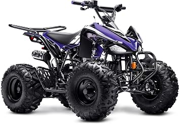 Gas 125cc ATV for Kids & Youth Age 10+ Gas Powered 4 Wheeler with Reverse & Headlights - Big Off-Road Tires Blue, Fully Assembled