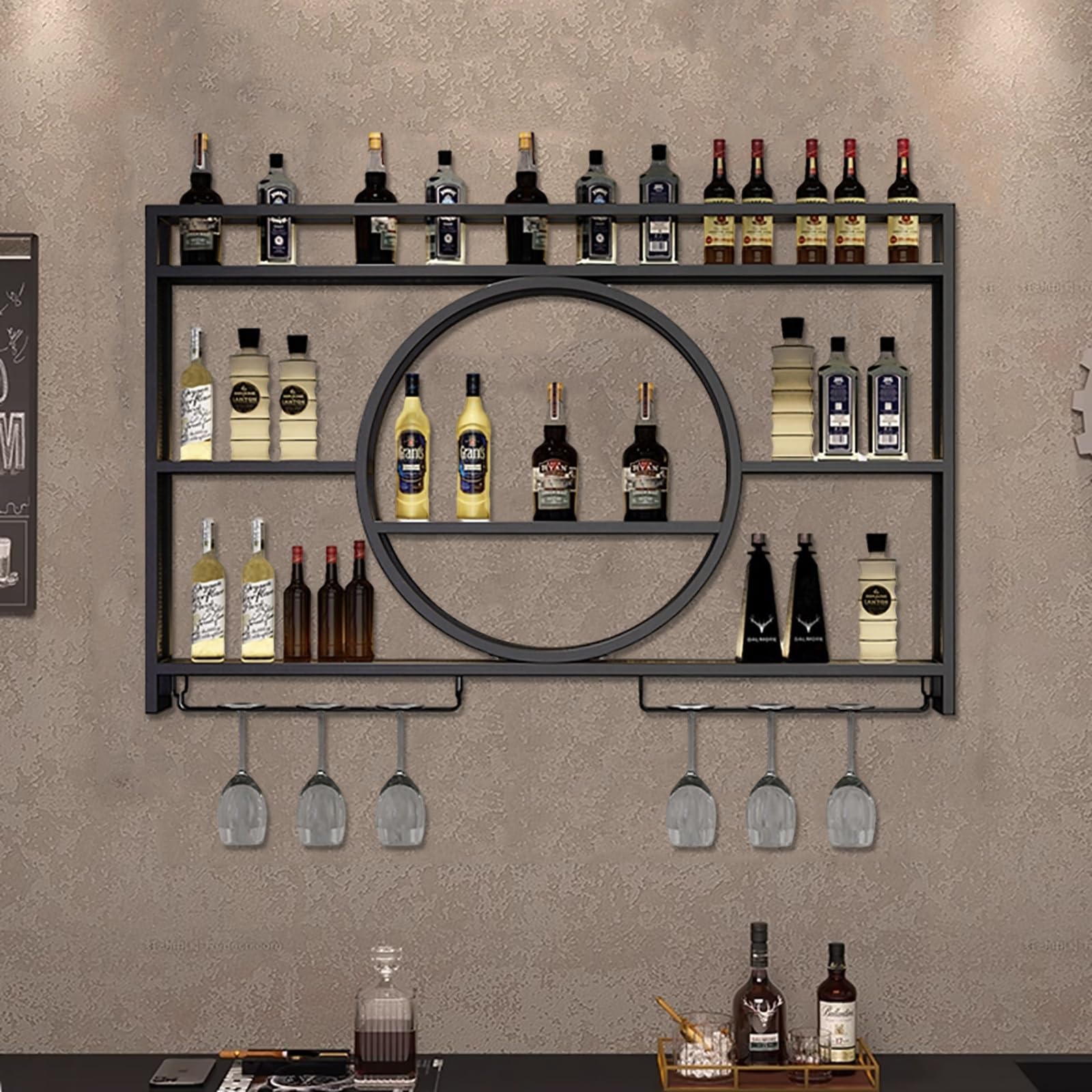 Étagères murales flottantes en fer et support de présentation premium pour vin