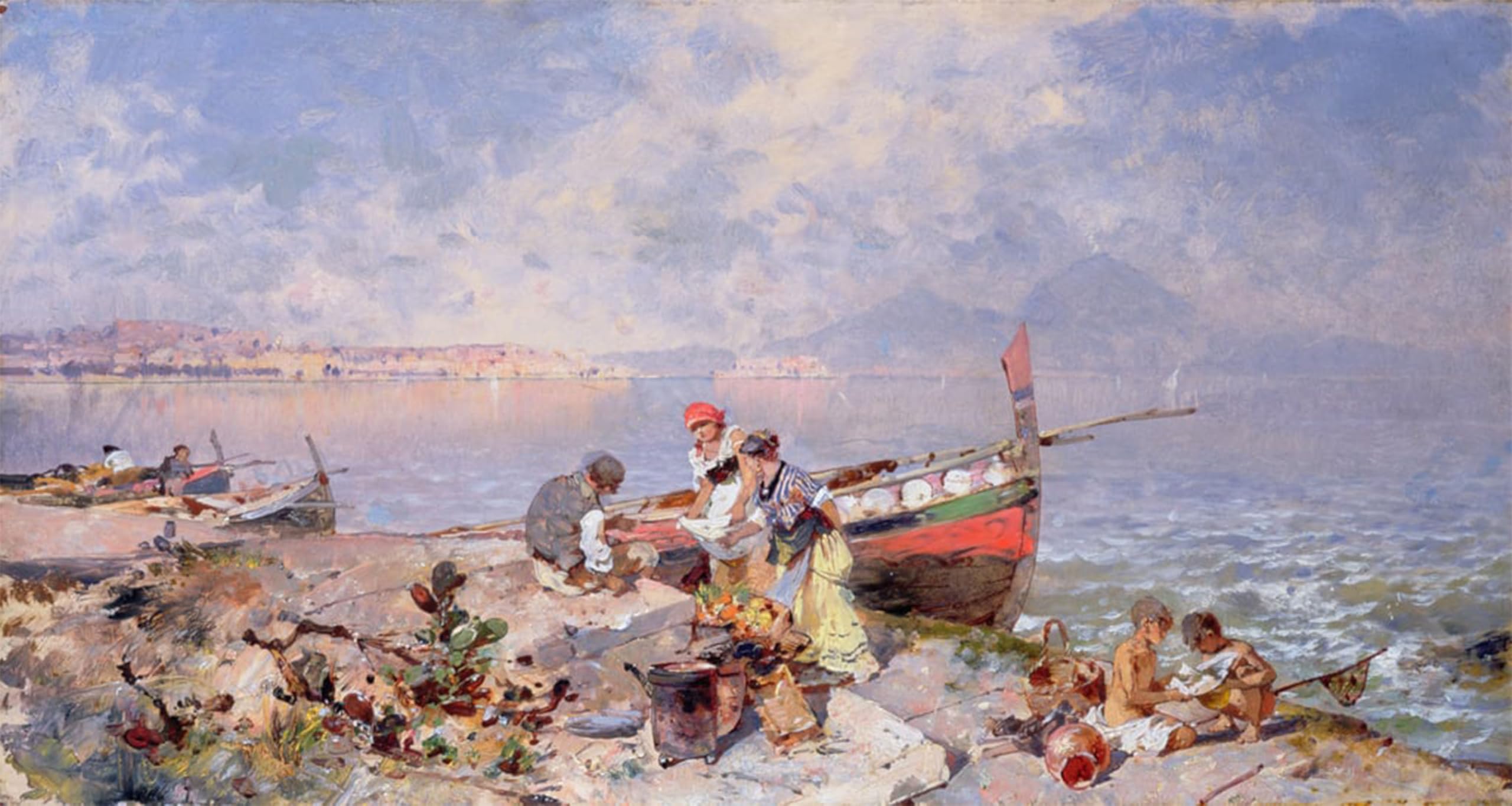 ARTXLXXBN Famous Art Print Poster Vintage Wall Art Bay of Naples by Richard Unterberger Canvas Art Poster for Home Decor 60x90cm