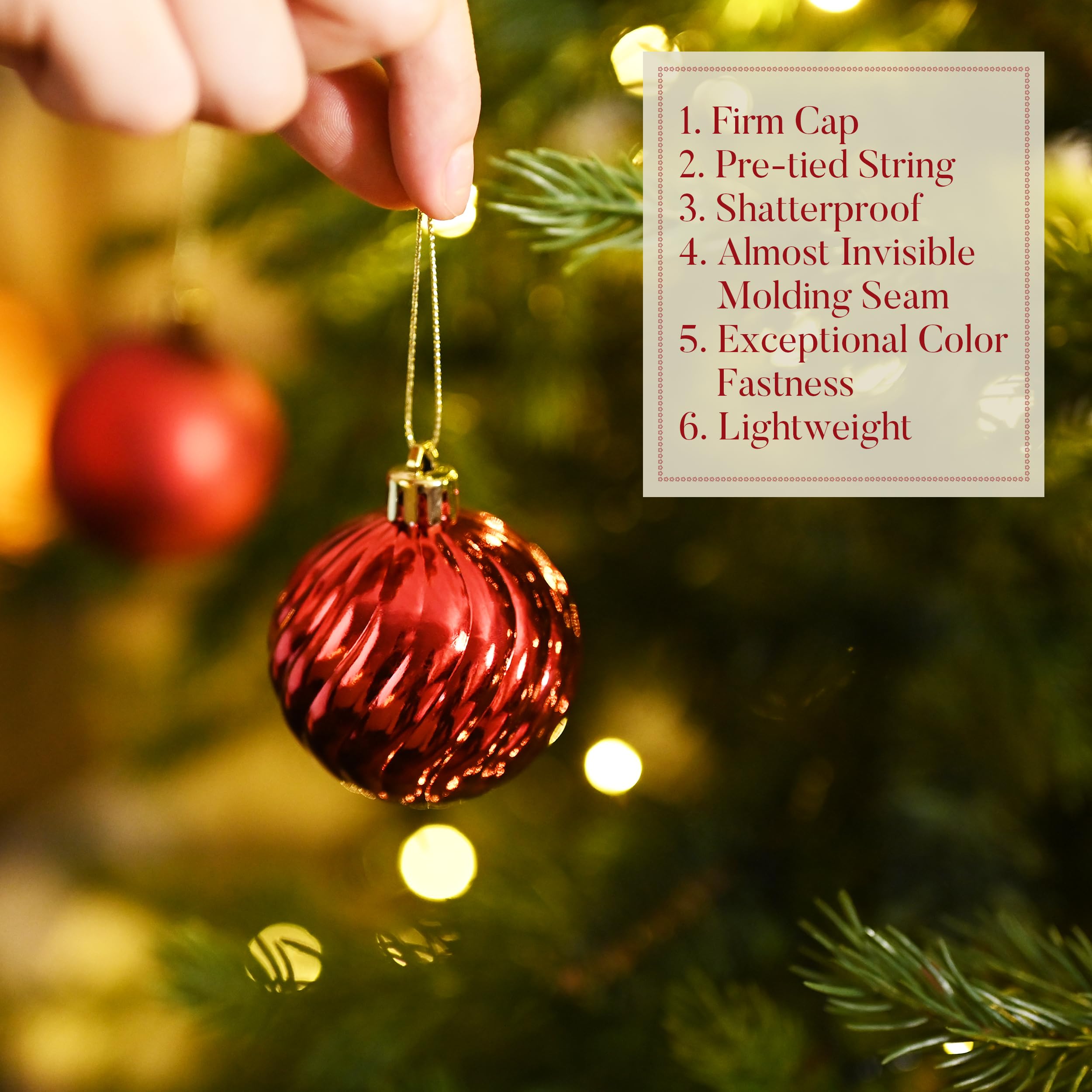 Valery Madelyn Lot de 24 boules de Noël incassables pour sapin de Noël en vrac, 6 cm, décorations à suspendre pour Noël, Saint-Valentin, Saint-Patrick, fêtes de Mardi Gras