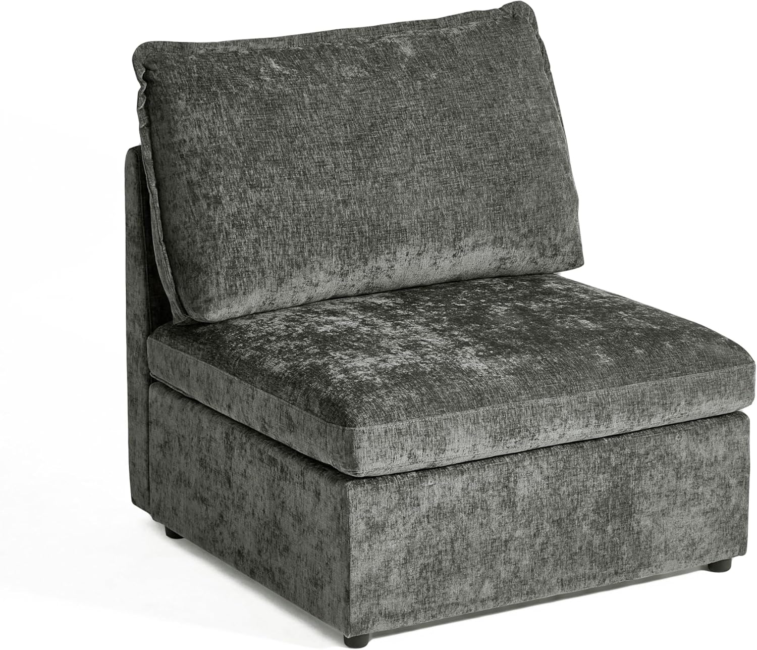 Single Seat Module for Olar Oversized Modular Sectional Sofa, Extra Deep and Wide Cloud Chair, Cushion Covers Removable, Freely Combined with Other Modules by U-connectors, Chenille, Grey