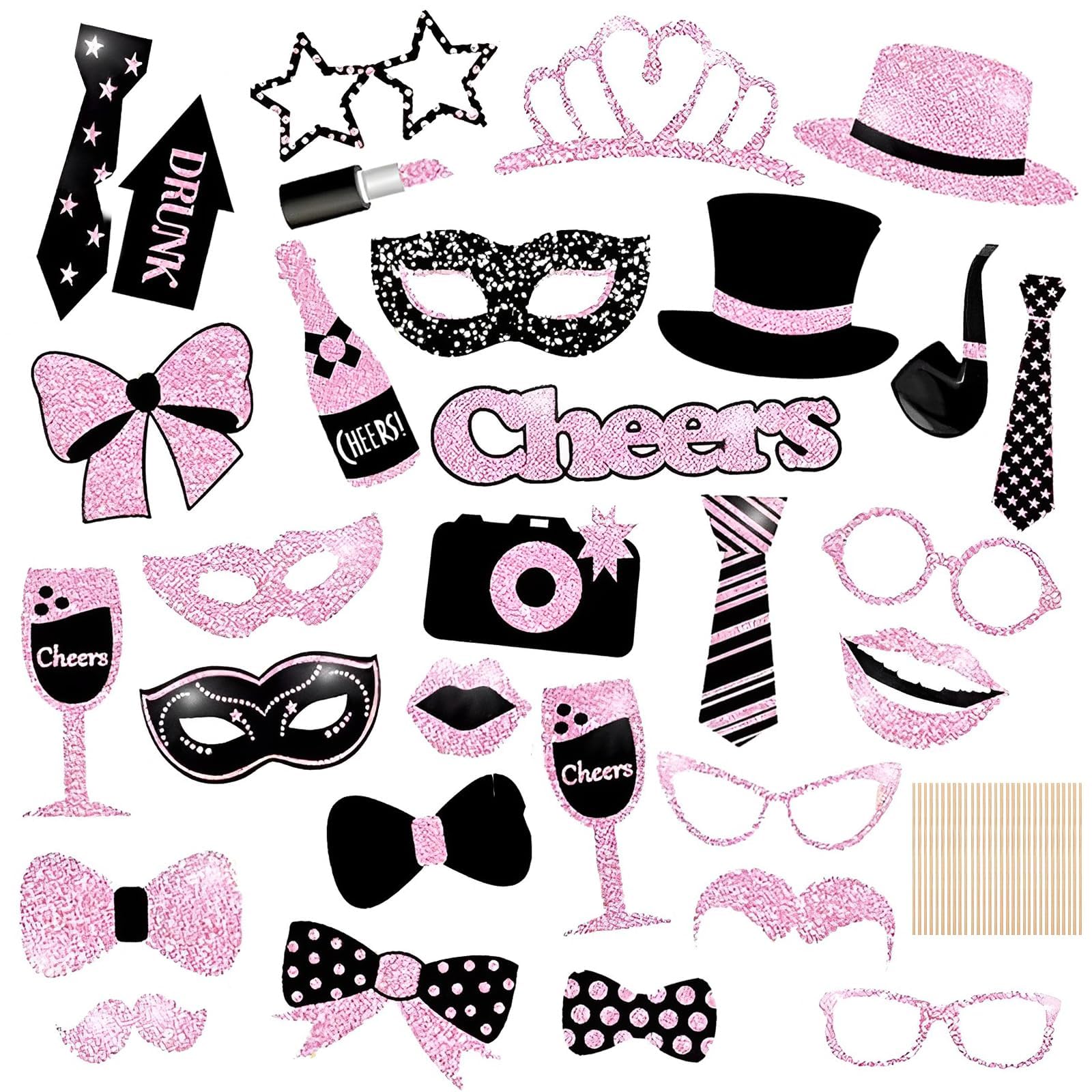 Premium Party Photo Booth Props Set Selfie Props,Funny Selfie Props Wedding Props Accessories Photo Posing Props for New Years Props,Graduation Props,Large Glasses