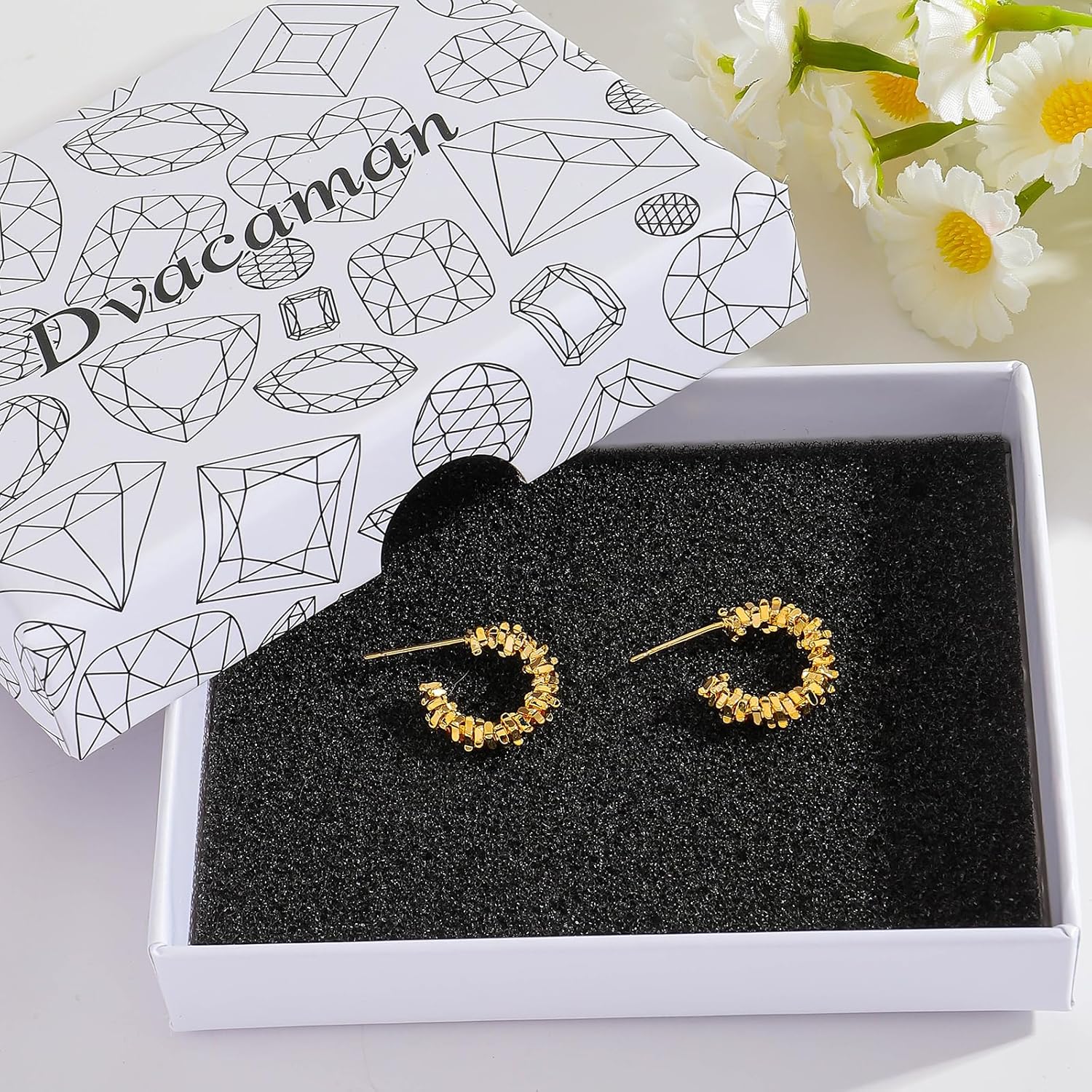 Gold Silver Plated Fragmented Hoop Earrings for Women, Dainty Textured Huggie Hoops, Hypoallergenic Statement Jewelry for Daily Special Occasions - Image 5