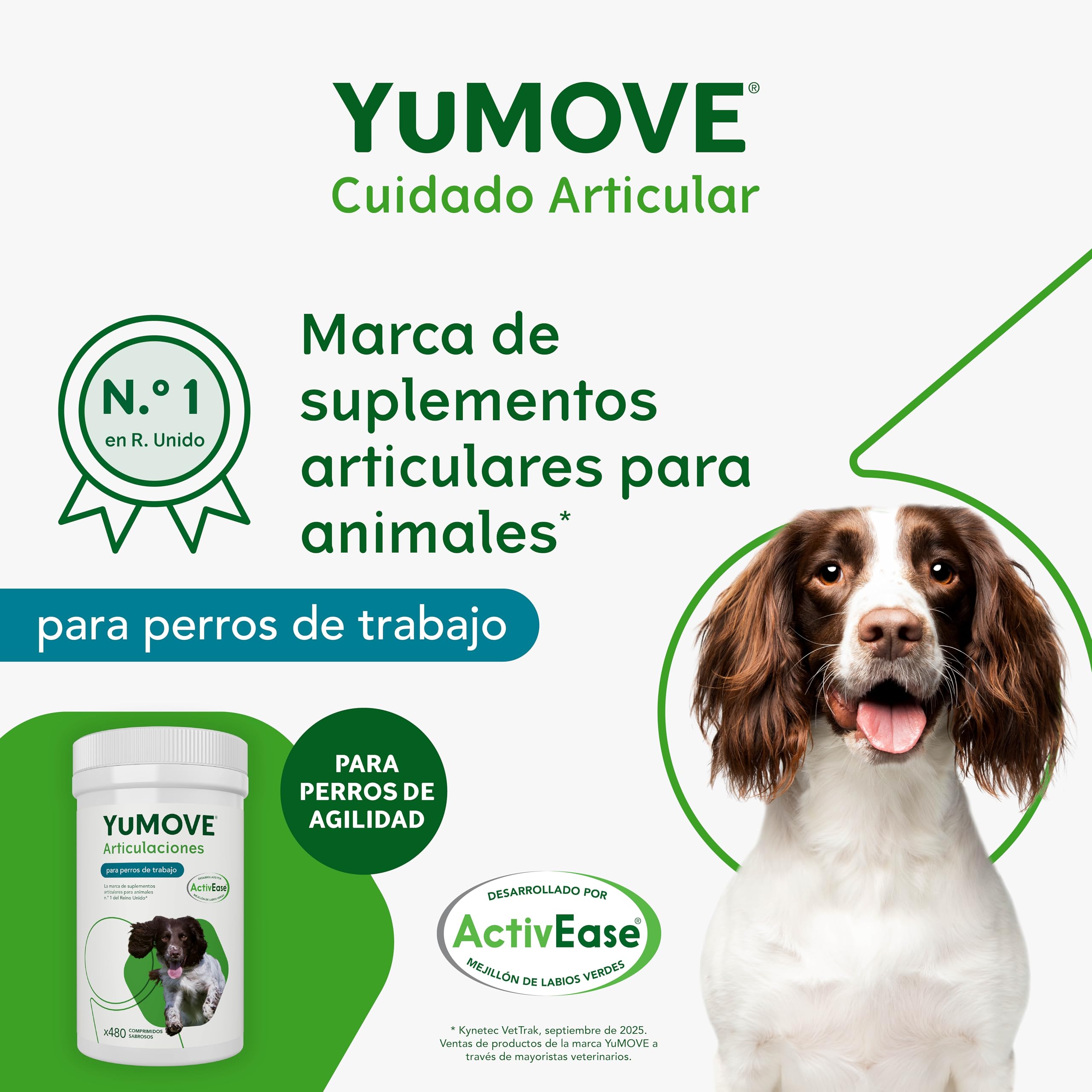 Yumove Condroprotector Perros Trabajo, 480 Comprimidos ActivEase Movilidad | Patente Pendiente, Mejillón Verde, Betaglucanos, Todas las Razas, Omega-3, Respaldo Científico, Recomendado por Veterinarios