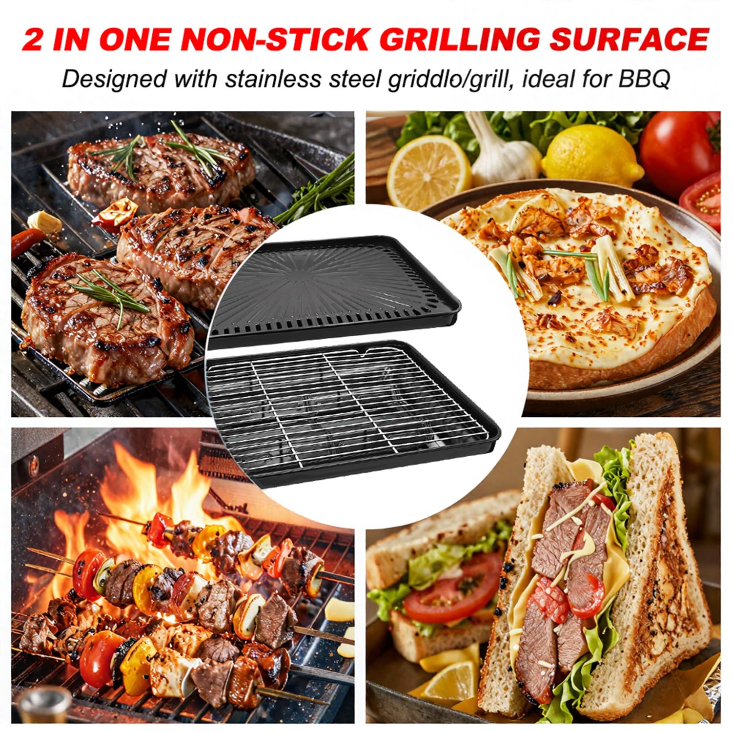 Barbacoa Portátil para Camping - Kit de Barbacoa con Accesorios de Rejilla y Bandeja, Material de Acero Inoxidable, Ideal para Aire Libre, Autocaravana y Emergencias