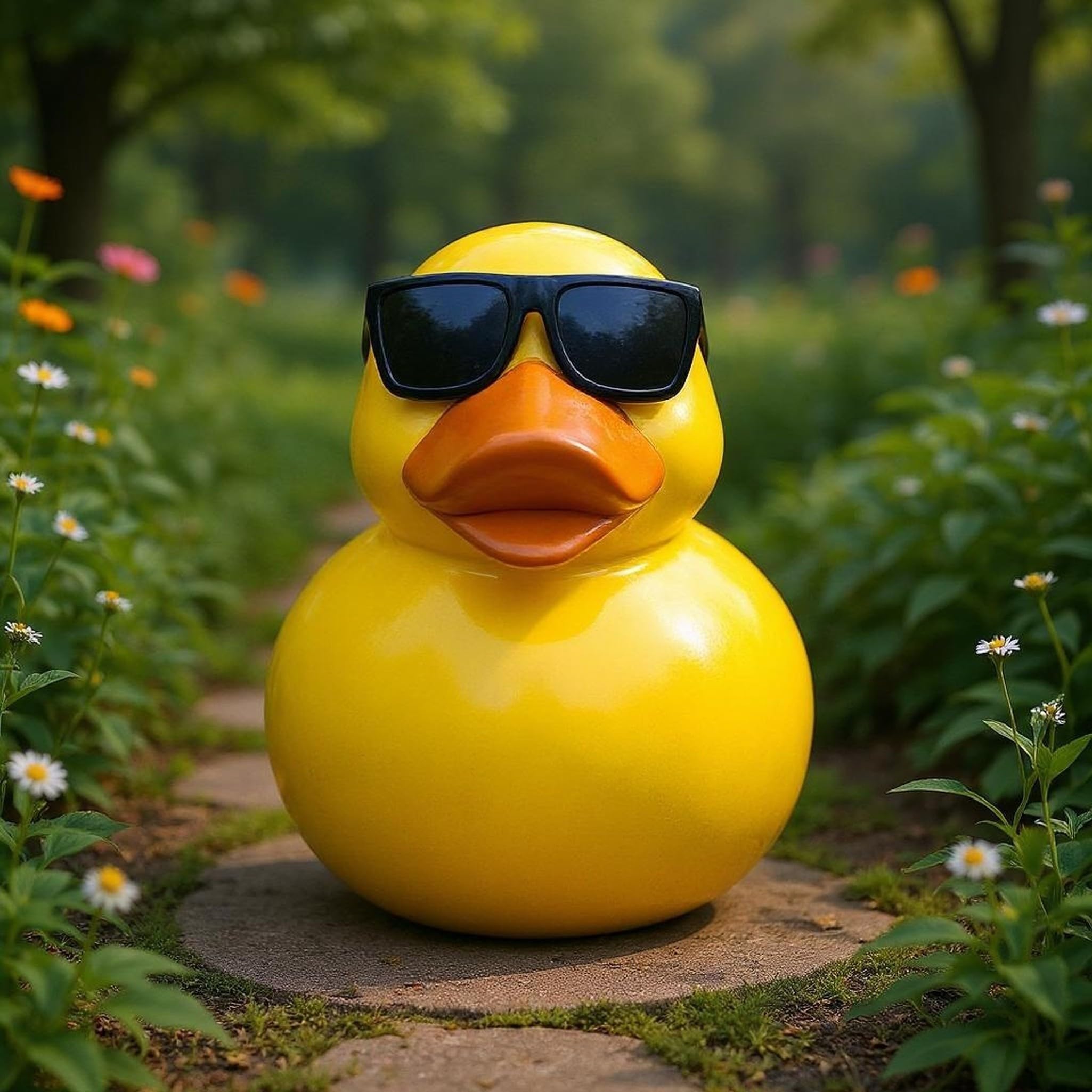 colourliving Deko Ente mit Sonnenbrille – wetterfest & handbemalt – Gartenfigur aus Polyresin, 25 cm hoch